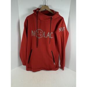 NOLAC Red Pullover Hoodie Mens M Dreamers By Day Streetwear Zip Pocket Sweatshir
